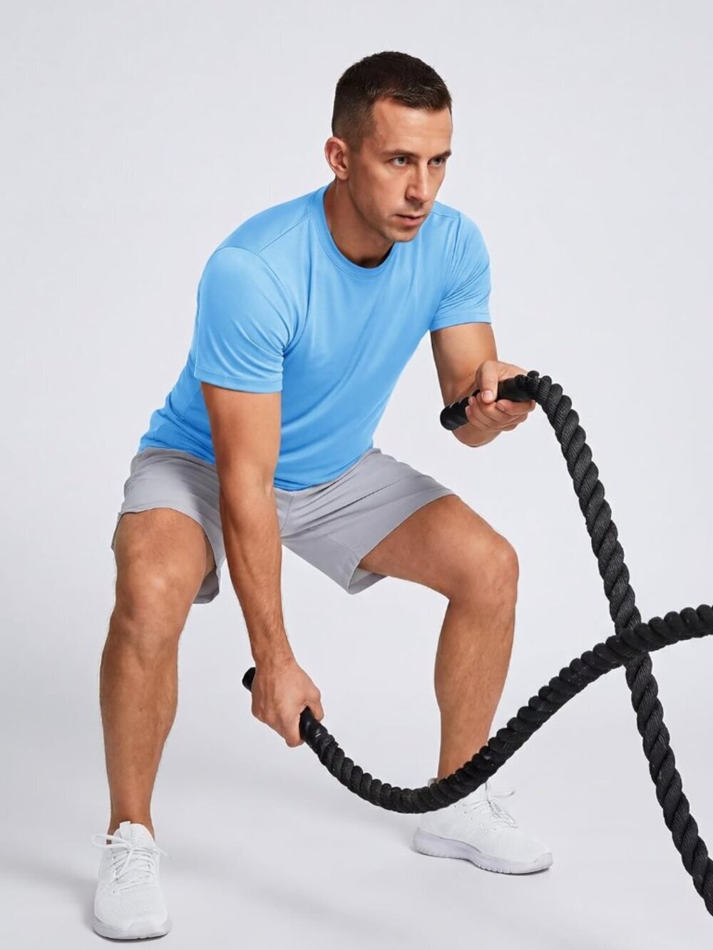 Men’s 07 Skyblue Quick-Dry Workout T-Shirt – Athletic Running Sun Protection - Picture 2 of 6